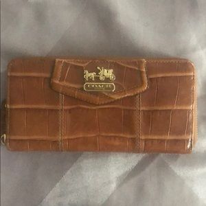 COACH Crocodile Embossed Leather Wallet